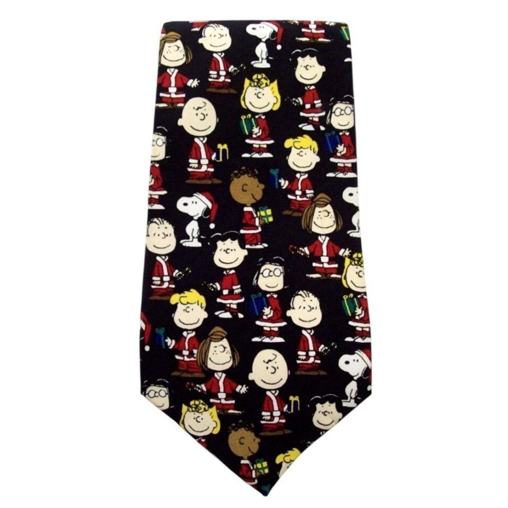 Vintage Silk Tie Charlie Brown  Christmas Peanuts Snoopy Santa's Little Helpers